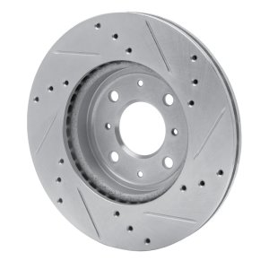 Honda Fit Brake Rotor (1) - Front Left - R1 Concepts - Drilled & Slotted - Silver - `15-`20
